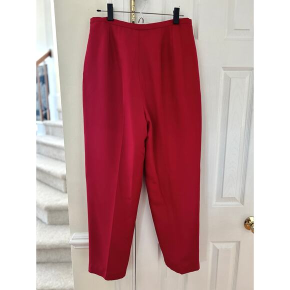 Vintage Talbots Red Silk Wool Cigarette Tapered Ankle Pants - Picture 2 of 5